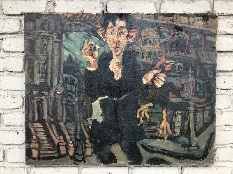 RUSSIAN IMPRESSIONIST O/C MAN HOLDING CHICKEN IN HIS (1 of 4)