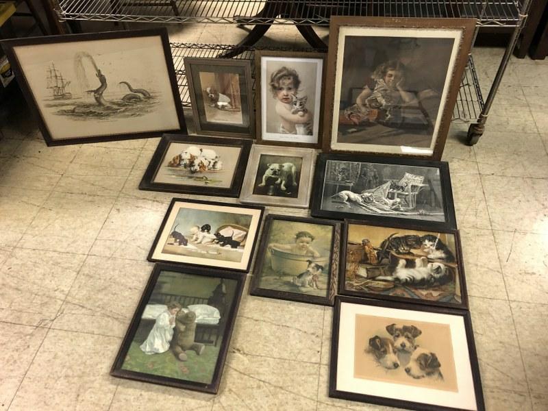 (12) PRINTS WITH ANIMALS, ONE WITH BIG TEDDY BEAR, ONE (1 of 6)