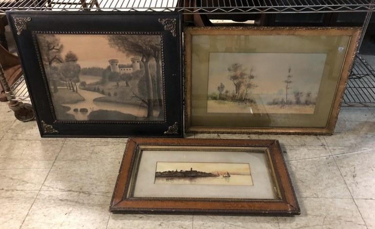 (3) FRAMED PCS. ARTWORK, CIRCA 1900, FROM ESTATE ON (1 of 5)