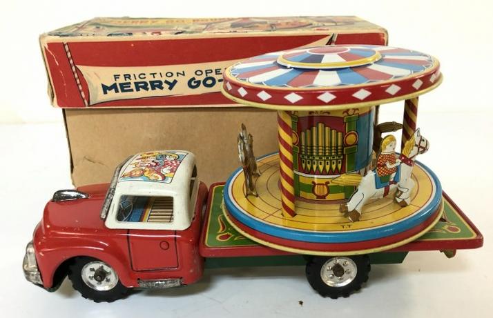 VINTAGE MADE IN JAPAN FRICTION OPERATED MERRY GO ROUND, (1 of 6)