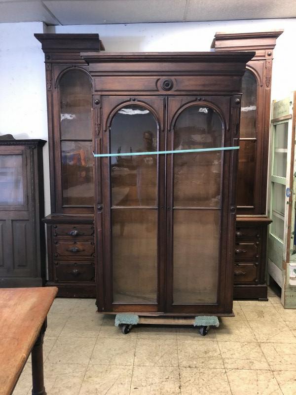 VICTORIAN WALNUT MONUMENTAL BOOKCASE, IN AS FOUND (1 of 8)