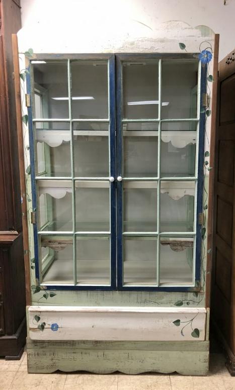 CONTEMPORARY FOLK ART 2 DOOR CABINET, HAND PAINTED, (1 of 3)