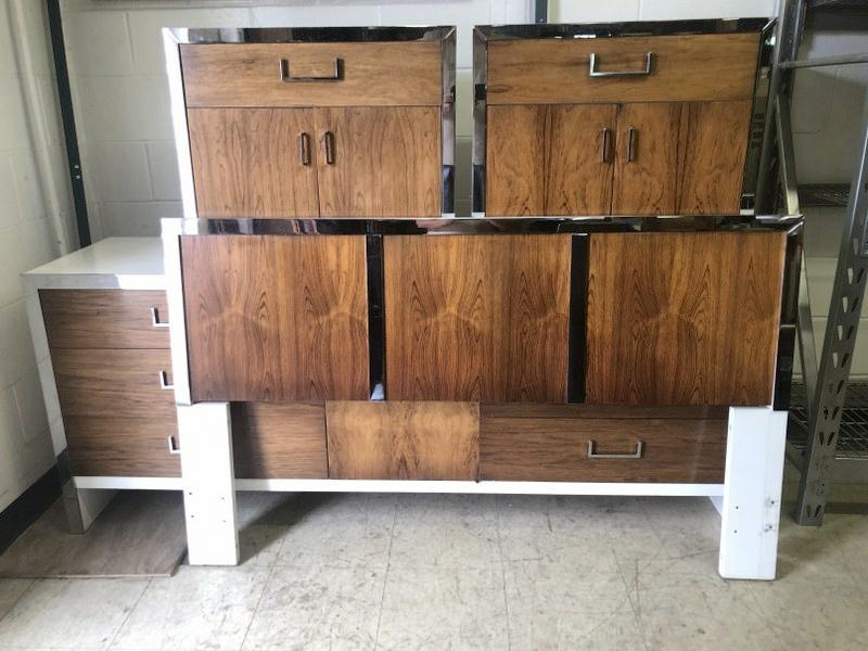 MID CENTURY JOHN STUART BEDROOM SET W/ROSEWOOD, CHROME (1 of 7)