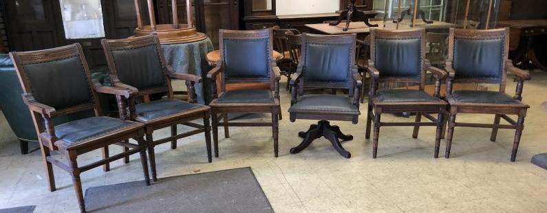6 QUARTER SEWN OAK ARMCHAIRS FROM PROVIDENCE RI (1 of 5)