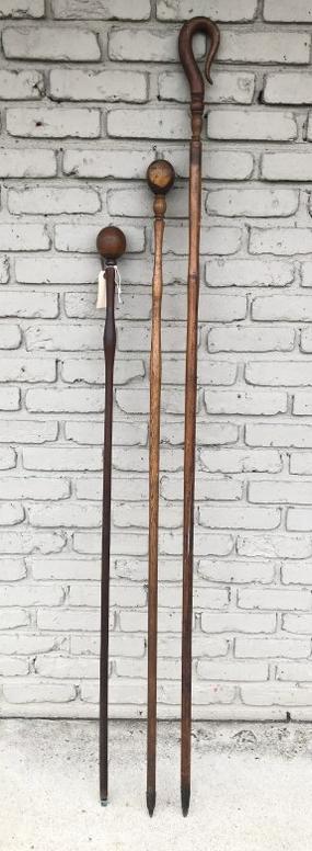 (3) OLD WALKING OR HIKING LONG STICKS, FROM ESTATE OF (1 of 3)
