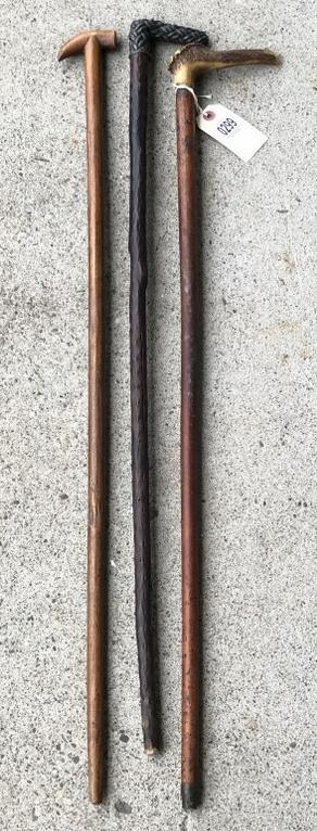 (3) OLD WALKING STICKS OR CANES FROM PPROVIDENCE R I (1 of 2)