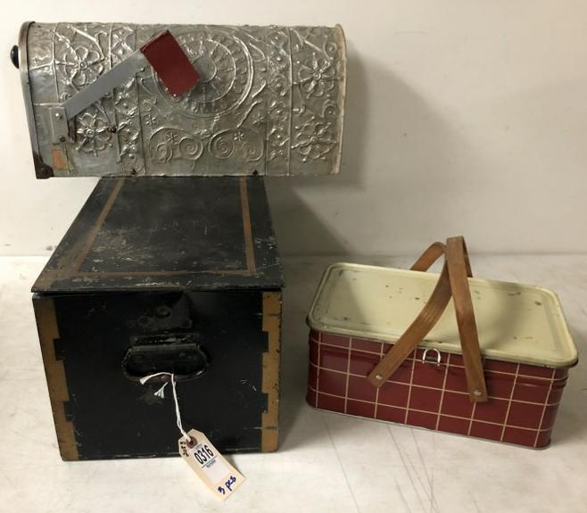 (3) PC. ESTATE LOT INCLUDING COOL MAILBOX, OLD SAFE (1 of 5)
