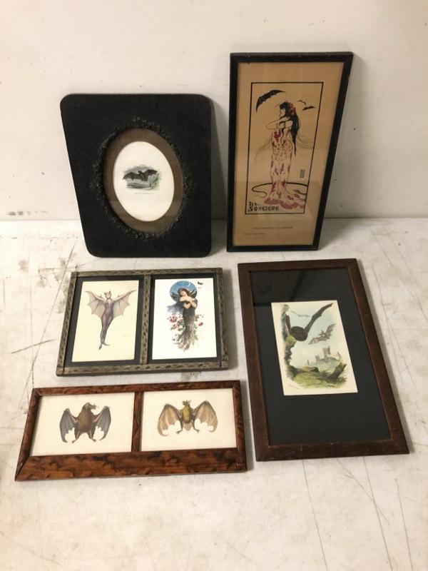 (5) EARLY FRAMED BAT PRINTS, FROM ESTATE IN PROVIDENCE (1 of 6)