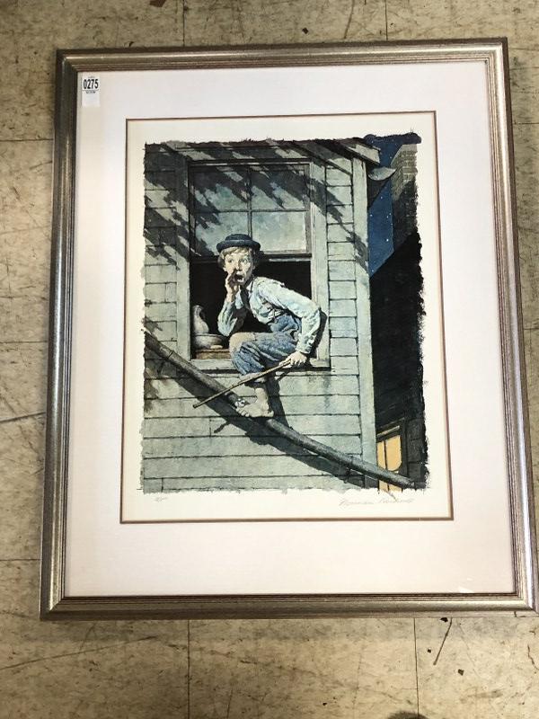 NORMAN ROCKWELL SIGNED ARTIST PROOF PRINT, TOM SAWYER, (1 of 3)