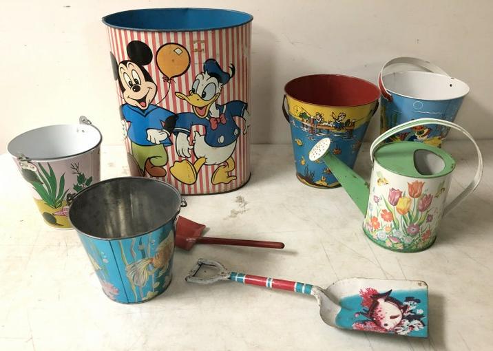 MISC ESTATE LOT OF OLDER METAL PAILS, WATERING CAN AND (1 of 7)
