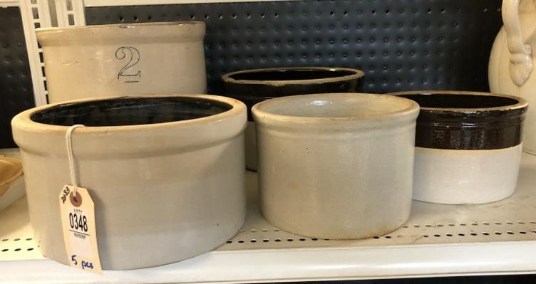 6 PCS STONEWARE FROM LOCAL ESTATE, SOME KNICKS HERE AND (1 of 4)