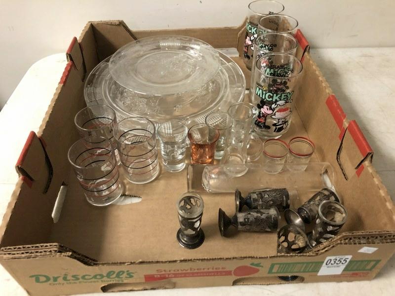 ESTATE LOT OF MISC GLASSWARE, ETC, INCLUDING STERLING (1 of 4)