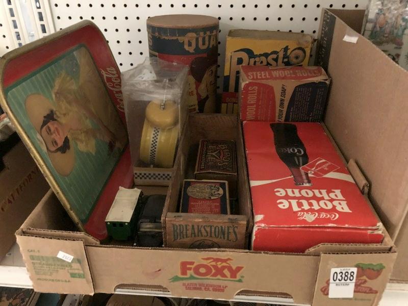 MISC ADVERTISING ETC., LOT INCLUDING OLD COCA COLA TRAY (1 of 2)