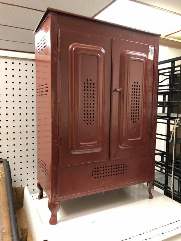 OLD 2 DOOR METAL VEGETABLE CABINET, MEASURES 26" H X (1 of 1)