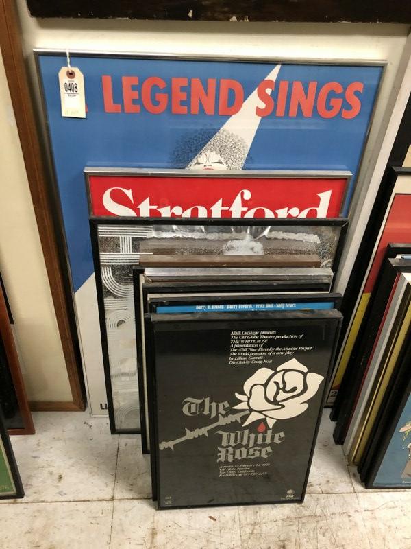 LOT OF 11 FRAMED THEATER POSTERS, ETC., FROM WEEKEND: LOT OF 11 FRAMED THEATER POSTERS, ETC., FROM WEEKEND WOODSTOCK ESTATE OF AWARD WINNING LIGHTING DESIGNER