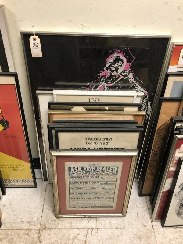 LOT OF 11 FRAMED THEATER POSTERS, ETC., FROM WEEKEND (1 of 1)