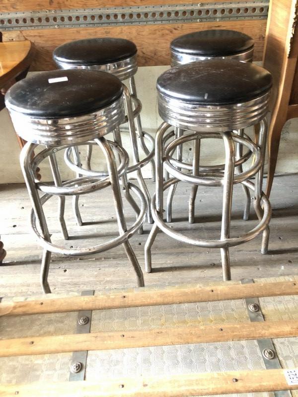 (4) 1950'S CHROME SWIVEL TOP STOOLS, FROM WOODSTOCK (1 of 2)