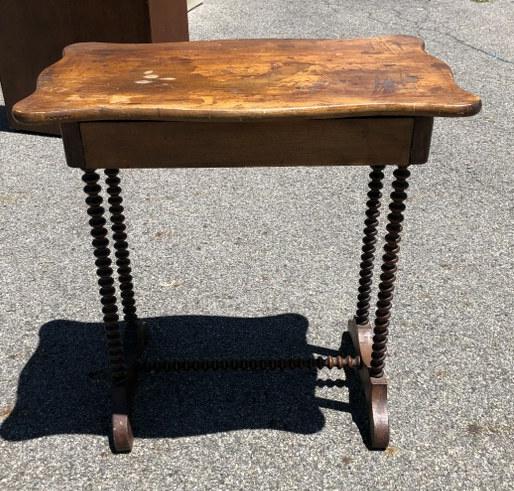 (2) TWIST LEG COUNTRY STANDS, ONE WITH A DRAWER, FROM: (2) TWIST LEG COUNTRY STANDS, ONE WITH A DRAWER, FROM LOCAL ESTATE.