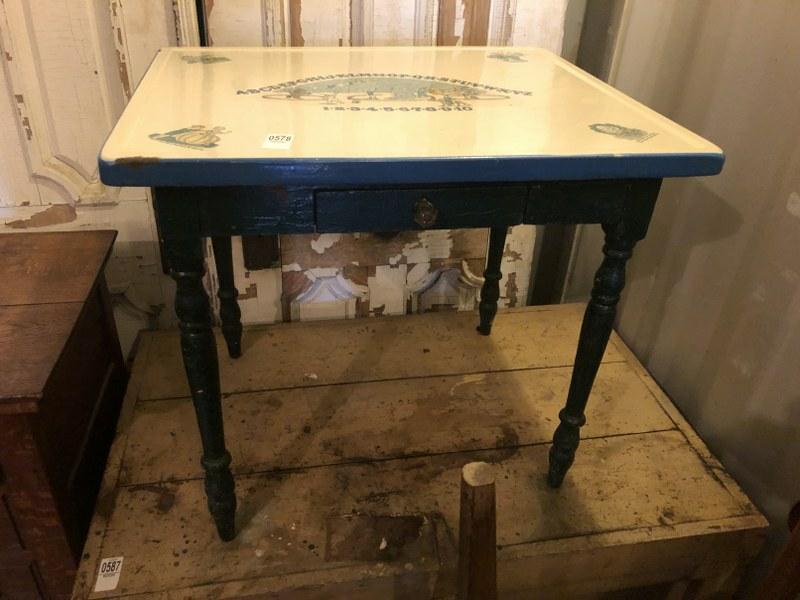 KID'S PORCELAIN TOP TABLE W/NURSERY RHYMES, ALPHABET & (1 of 2)