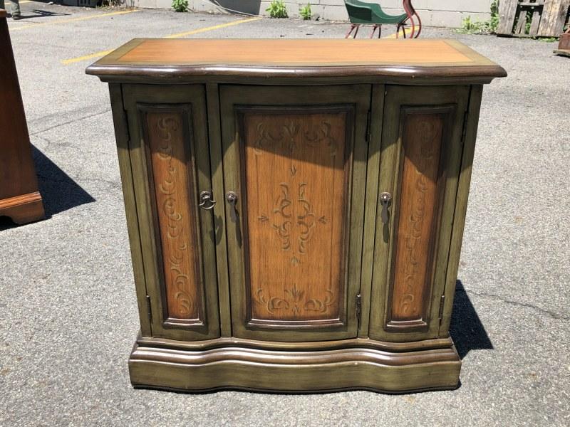 CONTEMPORARY 3 DOOR CABINET W/DECORATIVE PAINT (1 of 1)