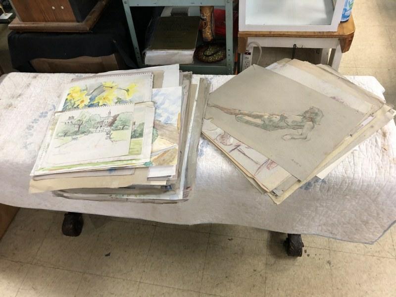 LARGE LOT MOSTLY ART STUDENTS PASTELS, LOTS OF NUDES, (1 of 10)