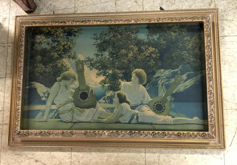 MAXFIELD PARRISH LUTE PLAYERS, PERIOD PRINT, IN GOLD (1 of 1)