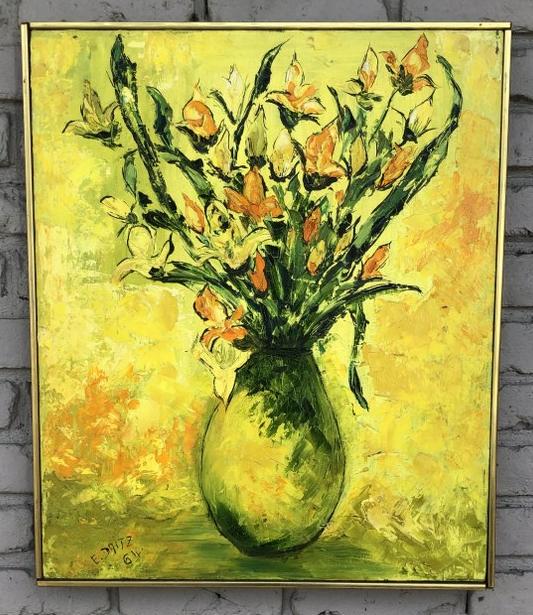 EVELYNE DAITZ (1936-2019) MID CENTURY O/C FLORAL STILL (1 of 2)