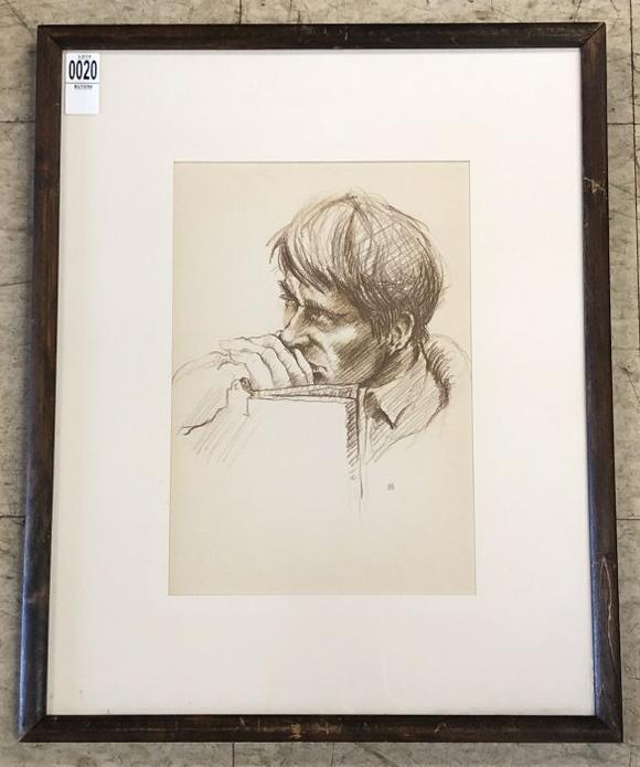 HUNTER MALLORY (1926-2014) DRAWING OF A YOUNG MAN, ROME (1 of 3)