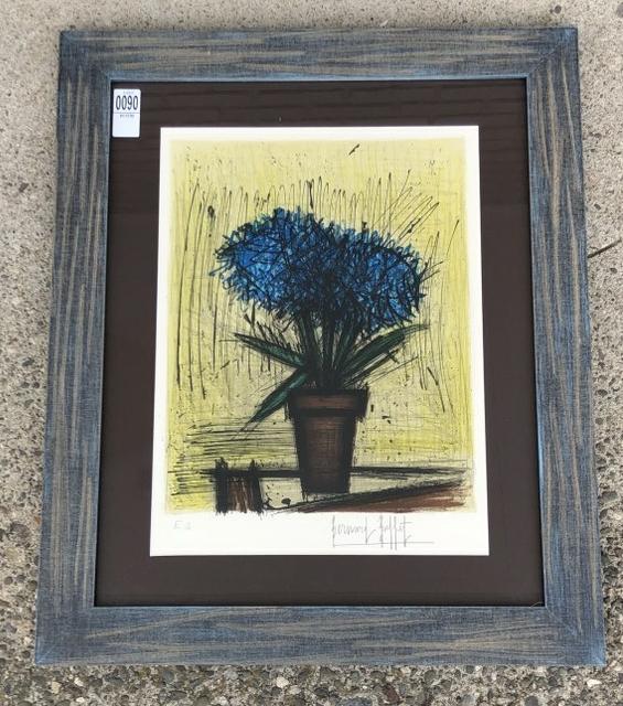 BERNARD BUFFET PENCIL SIGNED LITHOGRAPH OF BLUE (1 of 4)