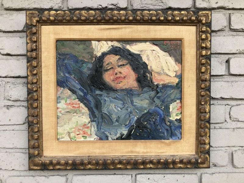 MID CENTURY IMPRESSIONIST O/C PORTAIT OF RECLING WOMAN, (1 of 4)
