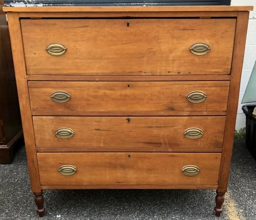 CHERRY COUNTRY 4 DRAWER CHEST W/BRASS PULLS, NICE (1 of 3)