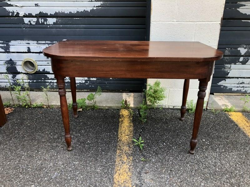 MAHOGANY TABLE ORIGINALLY HALF OF A DINING TABLE, (1 of 3)