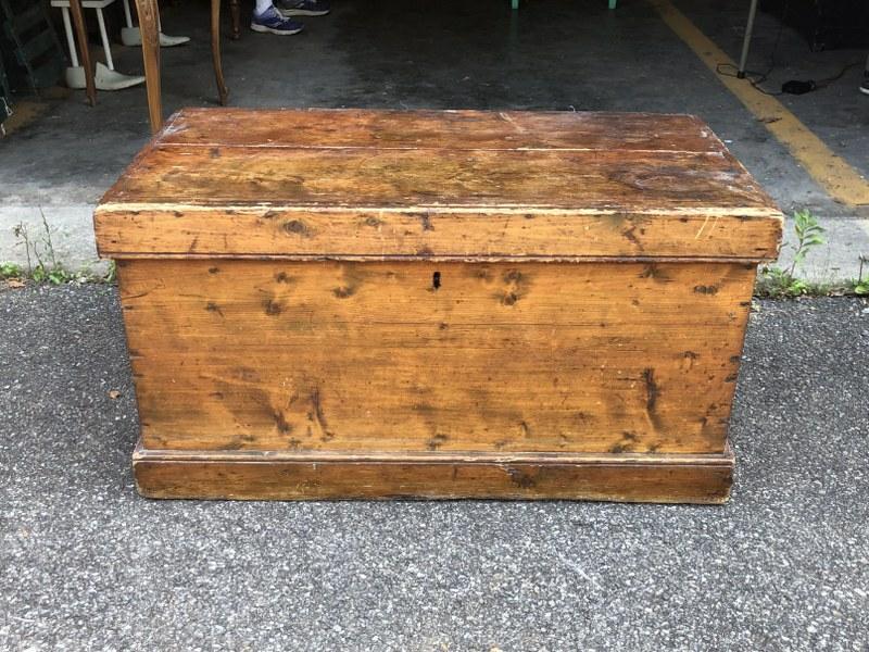 EARLY PINE STORAGE BOX FROM LOCAL ESTATE, MEASURES 37" (1 of 4)