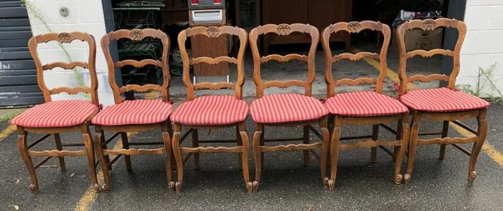 6 COUNTRY FRENCH RUSH SEAT CHAIRS W/DECORATIVE (1 of 5)