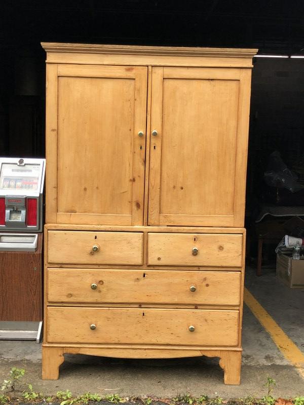 2 PART SWEDISH LINEN PRESS/CUPBOARD, MEASURES 80" HIGH (1 of 5)