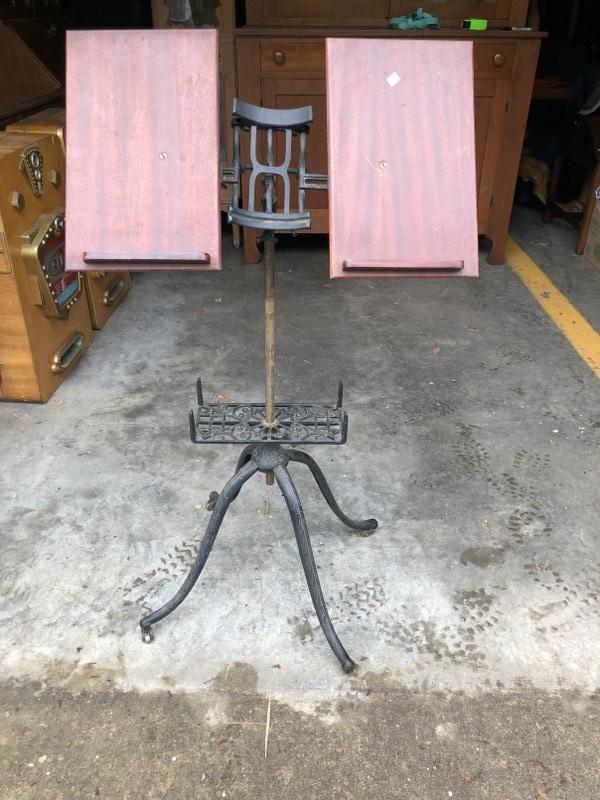MECHANICAL ADJUSTABLE BOOK STAND W/IRON BASE, NICE (1 of 5)