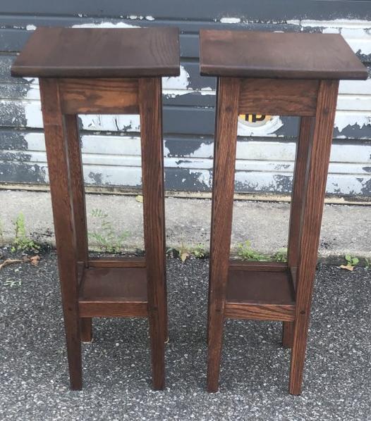 PR OF CONTEMPORARY MISSION OAK STANDS, MEASURE 28" H , (1 of 2)
