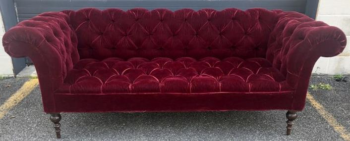 VERY NICE RED VELVET CHESTERFIELD SOFA FROM NYC (1 of 5)