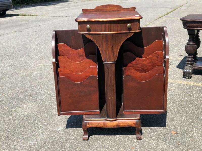 MAHOGANY FILE CABINET WITH 1 DRAWER, DOORS OPEN UP WITH (1 of 5)