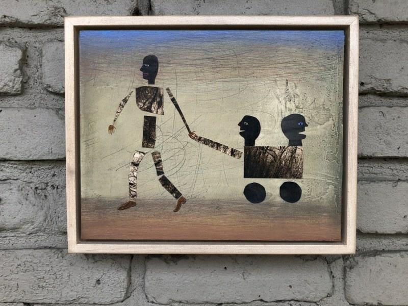 HOLLY ROBERTS (B 1951) TITLED MAN WITH WAGON, 2005. (1 of 3)