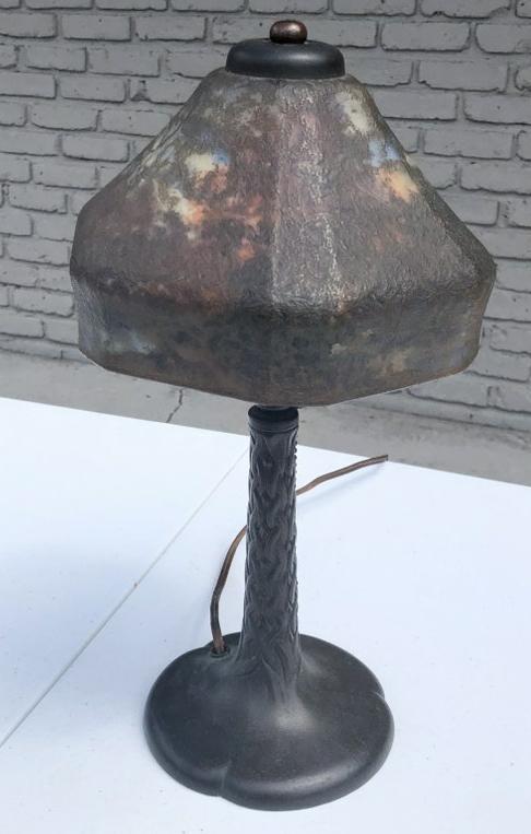 HANDEL SMALL REVERSE PAINTED TABLE LAMP, WITH SCENIC (1 of 10)