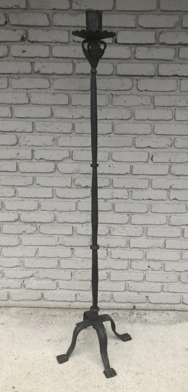 HANDMADE IRON FLOOR MODEL CANDLE HOLDER, WELL MADE, HAS (1 of 4)
