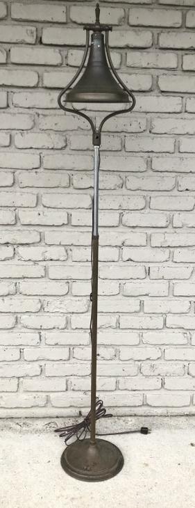 ADJUSTABLE METAL FLOOR LAMP WITH BRASS POLE CENTER, (1 of 4)