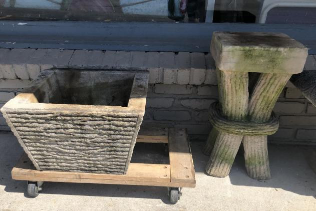 NICE OLD 2PART CONCRETE PLANTER, FROM LOCAL ESTATE, (1 of 3)