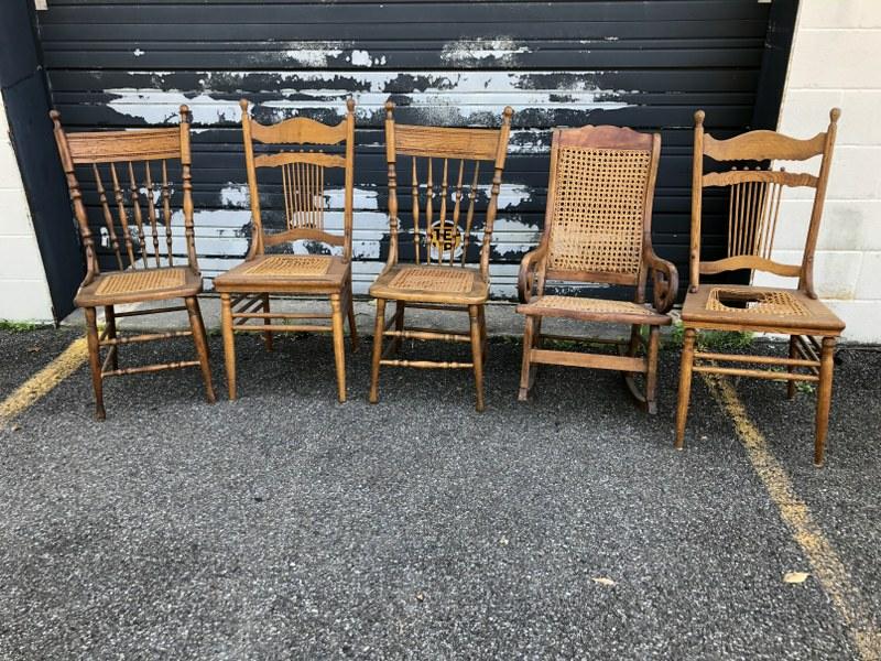 LOT OF OLD CHAIRS AND ROCKING CHAIR IN AS FOUND ESTATE: LOT OF OLD CHAIRS AND ROCKING CHAIR IN AS FOUND ESTATE CONDITION