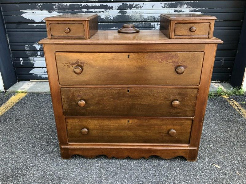 WALNUT DRESSER W/DRESSER BOXES, HAS MIRROR BASE ON (1 of 3)