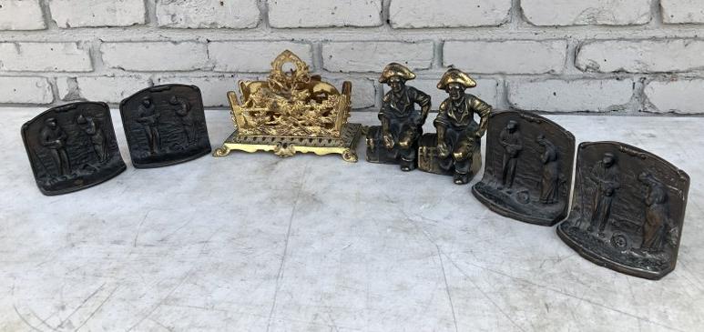 ESTATE LOT BRADLEY & HUBBARD IRON LETTER HOLDER IN GILT (1 of 6)