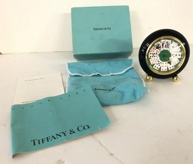TIFFANY & CO. QUART CLOCK WITH PLAYING CARDS AROUND (1 of 5)