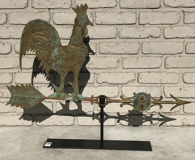 OLDER COPPER BODY ROOSTER WEATHERVANE WITH IRON (1 of 4)