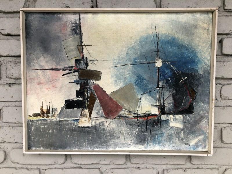 ROBERT WIRZ MID CENTURY O/C IMPRESSIONIST SEASCAPE WITH (1 of 4)